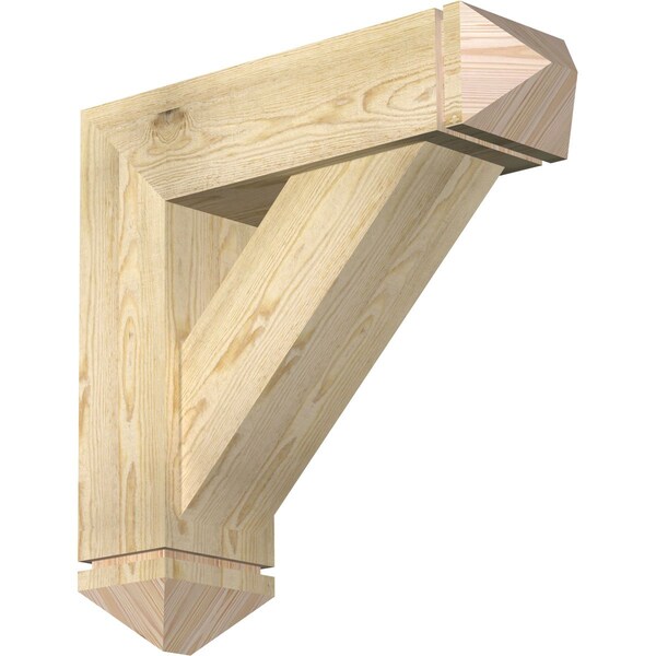 Ekena Millwork Traditional Arts and Crafts Rough Sawn Bracket w/ Offset Brace, Douglas Fir, 8"W x 28"D x 28"H BKT0806X28X28TRA03RDF - main